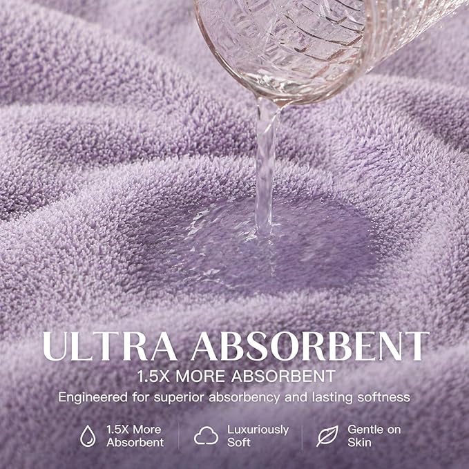SEISSO 4 Pack Extra Large Bath Towels 63"x35", Bath Sheets for Sensitive Skin 70% Polyester 30% Viscose Fiber from Bamboo, Super Soft, Highly Absorbent & Quick Dry, Oversized Shower Towels