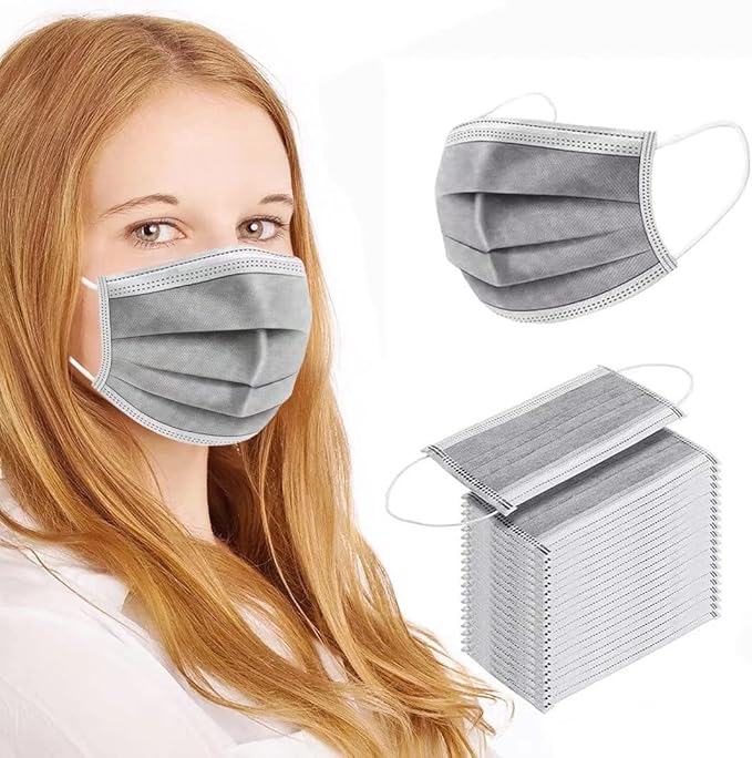 100PCS Masks Grey Disposable Face Mask 3 Ply Breatherable Face Masks