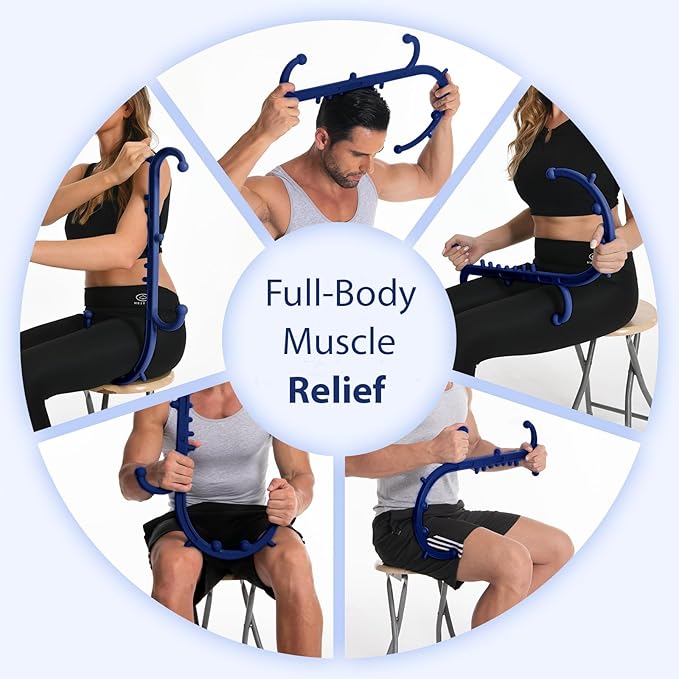 Ranarose Deep Tissue Back & Neck Massager - Back Massager Stick for Pain Relief, Muscle Knot Remover, Trigger Point Massage Tool for Full Body, Shoulders, Legs - Pressure Point Massage Tool