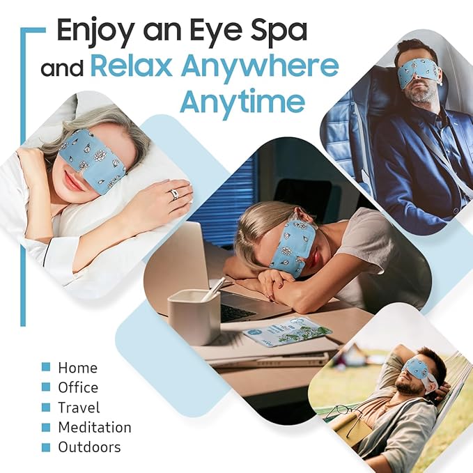 BeHoomi 30Packs Steam Eye Mask, Heated Eye Mask Warm Compress for Eyes, Self Heating Disposable Steam Mask for Home Sleep, Spa, Travel Essentials & Relaxation Gifts, Mothers Day Gifts (Jasmine)