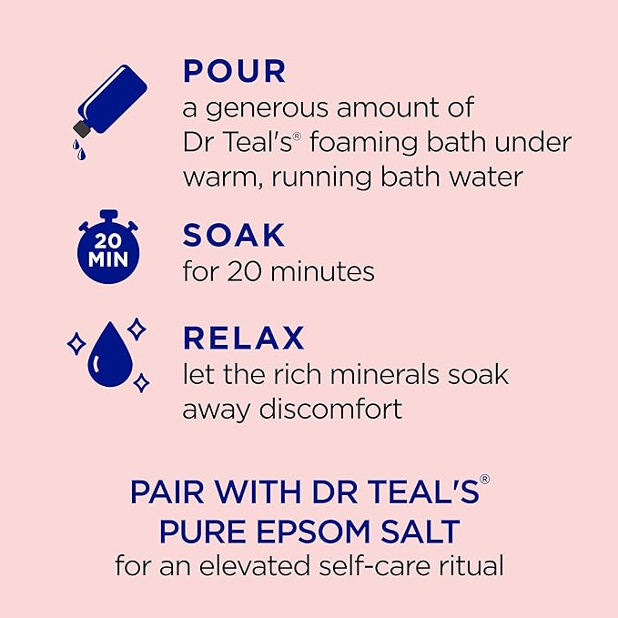 Dr Teal's Foaming Bath with Pure Epsom Salt, Ashwagandha, 34 fl oz (Pack of 4)