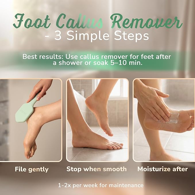 SILKLE Nano Glass Foot File - Silicone Foot Callus Remover for Feet and Cracked Heels - Heel Scraper for Dead Skin - Ergonomic Foot Scrubber & Exfoliator for Shower with Non-Slip Grip - Green