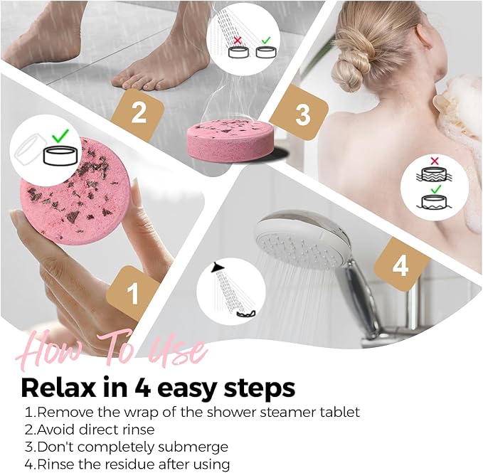 SWCANDY Shower Steamers Aromatherapy Birthday Gifts for Women Travel Essentials, 8 Pcs Strawberry, Bath Bombs Shower Bombs with Natural Essential Oils, Relaxation Home SPA