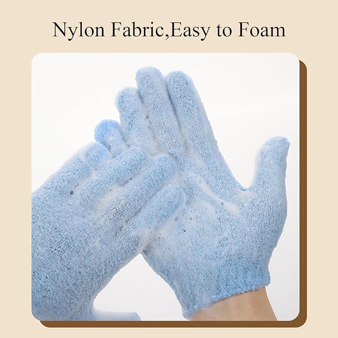 MOLOPPO 2 PCS Exfoliating Glove, Scrub Gloves Exfoliating, loofah, Body Exfoliator, Bath Gloves（Midnight Blue）