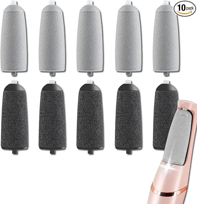10 Pack Pedicures Replacement Heads for Flawless Replacement Heads，Electric Feet Callus Remover Roller Refills Compatible with Most Flawless Pedi Haootadiy Zaboul etc(5 Black Coarse and 5 Gray Fine)