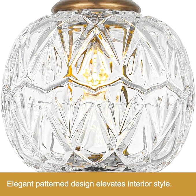 Brushed Antique Brass Bathroom Vanity Light Fixture Vintage Style - 2 Light G9 Bulb Compatible, 17" Wide Bathroom Lighting Over Mirror with Hand-Etched Glass Shades, Easy Mount for Makeup Area