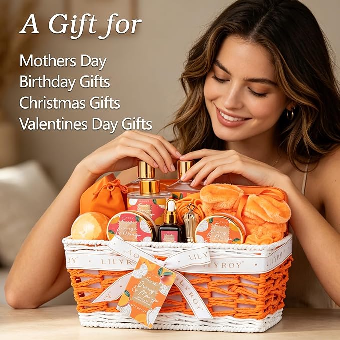 Mothers Day Gift Basket for Mom, Gifts for Women - 23-Piece Bath and Body Gift Basket for Women, Spa Gift Baskets for Women, Spa Kit | Christmas, Birthday, Holiday, Valentines Day Gift Idea for Her