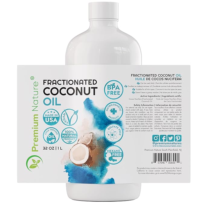 Premium Nature Fractionated Coconut Oil for Skin Moisturizer with Pump Massage Oils Best Carrier for Essential Oils Mixing Body OUL for Dry Skin Moisturizer Natural Oi for Face Hair Body 32 oz