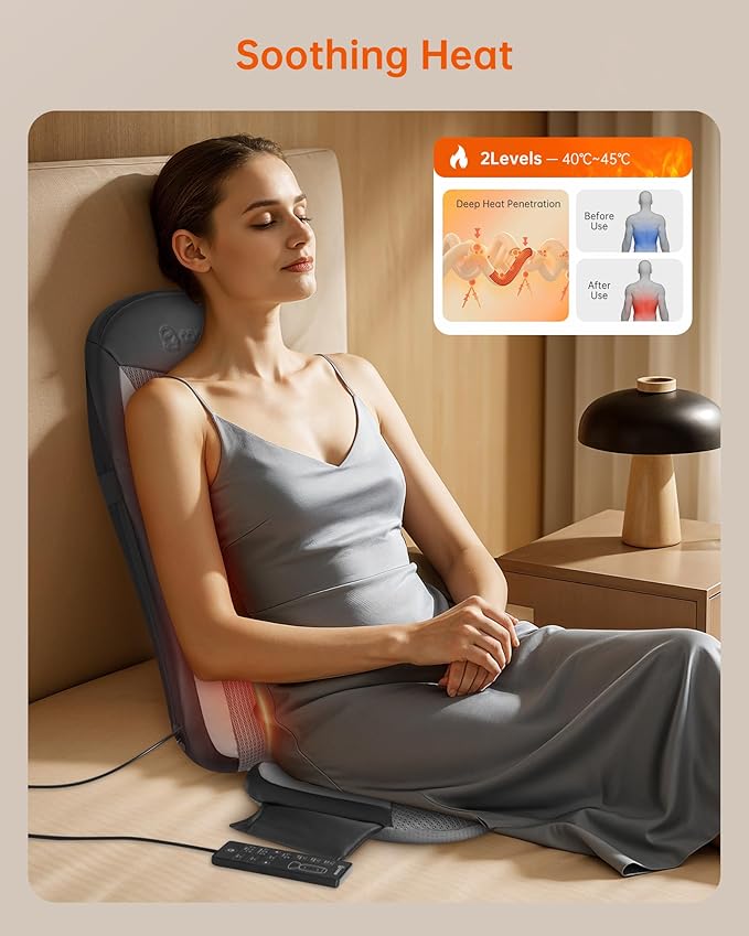 COMFIER Shiatsu Back Massager with Heat,Massage Chair Pad for Back Relief deep,Heated seat Cushion,Chair Massager for Neck,Hip with Kneading & Vibration,Home Office, Mothers Day Gifts for Women,Mom
