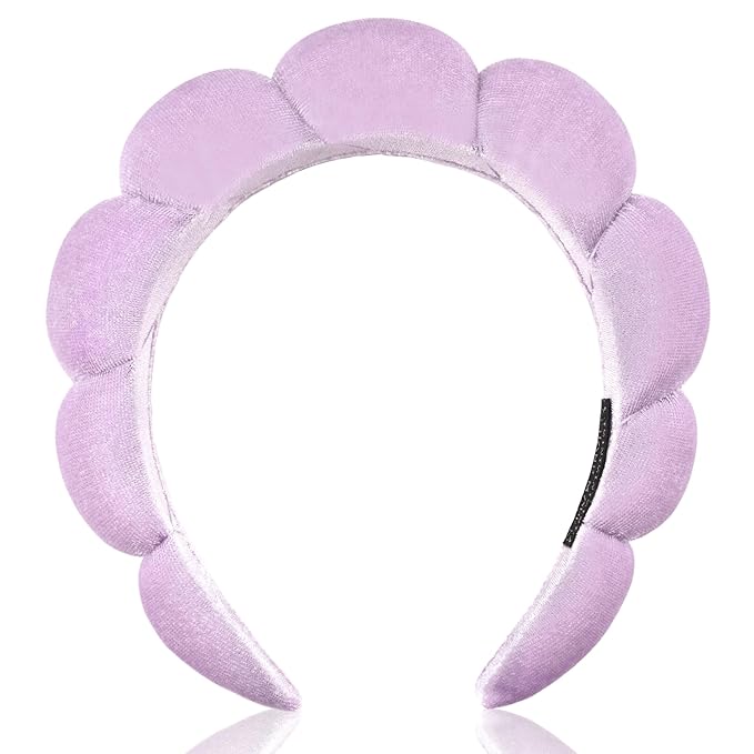 Ayesha Spa Headband for Women Sponge Headband for Washing Face Clouds Soft Hairband Makeup Headbands for Women Girls Shower Makeup Skincare (Purple)