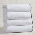 Great Bay Home Black/White Bath Towel Set - Ultra-Soft Cotton, Boho-Chic Border Design - 4 Bath Towels (54" x 30") - Absorbent, Quick-Dry, Lightweight Bathroom Towels