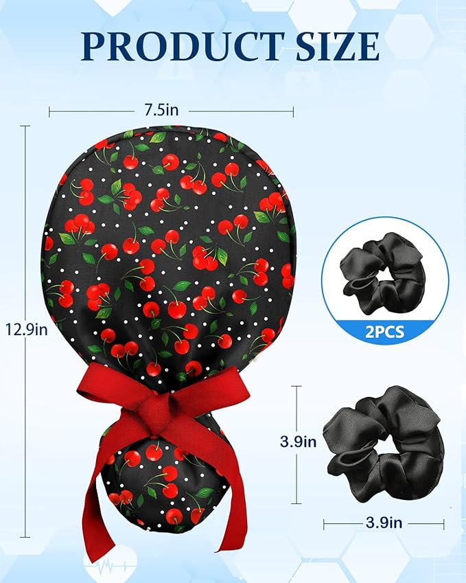 Plifal 100% Cotton Scrub Cap with Buttons-Nurse Cap with Sweatband for Women, Adjustable Working Hat,Satin Lined or Unlined