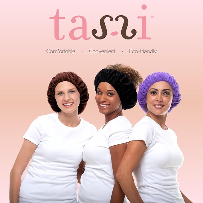 Tassi Reusable Spa Headband Wrap for Women - Hair Holder for Washing Face, Skincare, Makeup, Facials & Cleansing - Keeps Hair Back with No Mess or Marks - One Size Fits All - Black