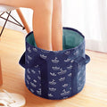 Collapsible Foot Soak Bucket 25L, Portable Foot Bath Basin, Foldable Travel Pedicure Tub, Double-Layer Leak-Resistant PEVA Liner, Reinforced Fabric, Hanging Loop(Blue)