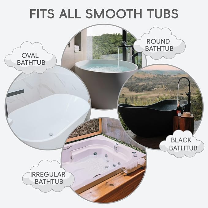 Small Bath Tub Neck Pillow, TPE Waterproof Suction Cups Bathtub Neck Pillow & Cushion, Ultra Thin, Lightweight Quick Drying Bath Accessories Spa Gifts for Women,White (13x9.6x1.6 Inch)