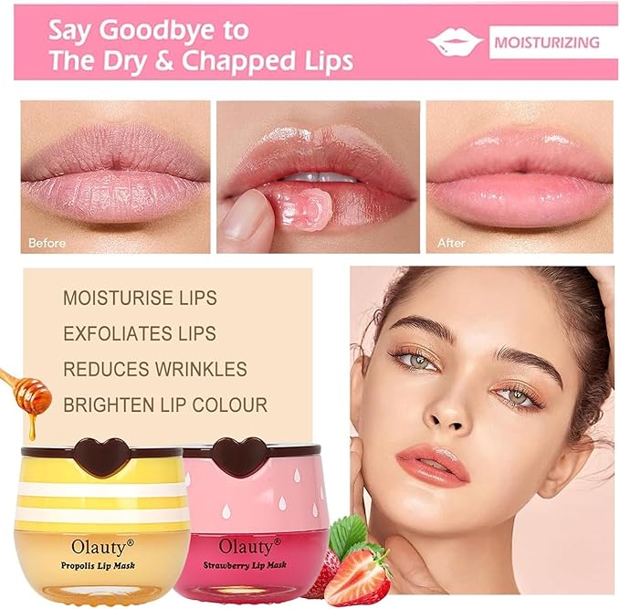 10 PCS Bee Lip Balm Honey Pot, Honey Lip Balm Bulk, Moisturising Sleep Lip Mask Overnight with Sticks, Reduce Lip Lines, Mothers Day Gift, Teacher Gift, Party Favors for Women