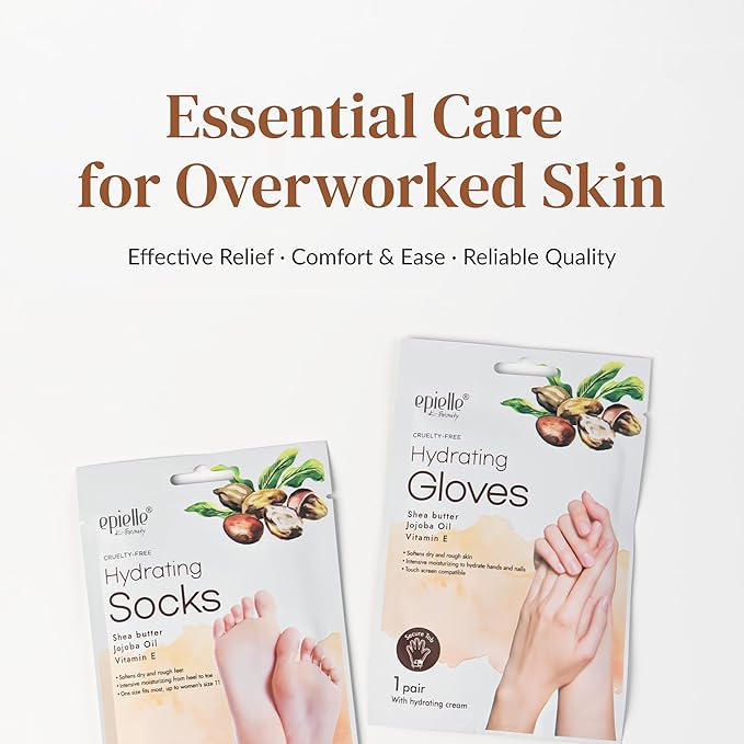 Epielle Hydrating Hand & Foot Masks, Relieve and Soften Dry, Overworked Skin, Self Care Gifts for Women, Spa Kit, Mothers Day Gifts, 6 Moisturizing Gloves & 6 Moisturizing Socks