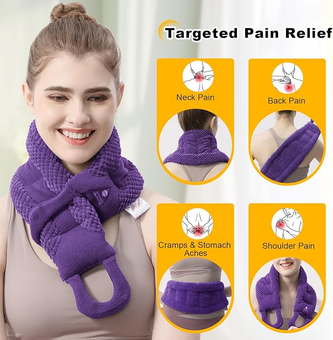 UNCN Long Heating Pad for Neck and Shoulders Back 33 x 5.9in Microwavable Large Moist Heat Pack Warm Hot Compress Neck Wrap Weighted Bag Massage Reusable Herbal Nature Calming Portable