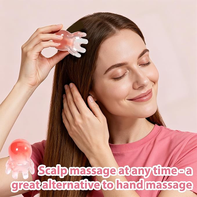 2 Pcs Scalp Massager Tool, Head Massager Comb Point Massage Comb Head SPA Equipment Acupressure Tool Scalp Scratcher with 8 Unique Points, for Heads and Body Relaxation (Pink)