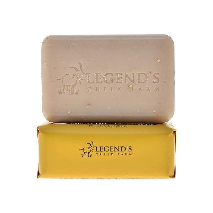 Legend's Creek Farm Goat Milk Soap - Triple Milled Moisturizing Bar for Hands and Body - 9 Oz Creamy Lather, Nourishing, Natural Soap for Sensitive Skin (Oatmeal, Milk & Honey, Pack of 1)