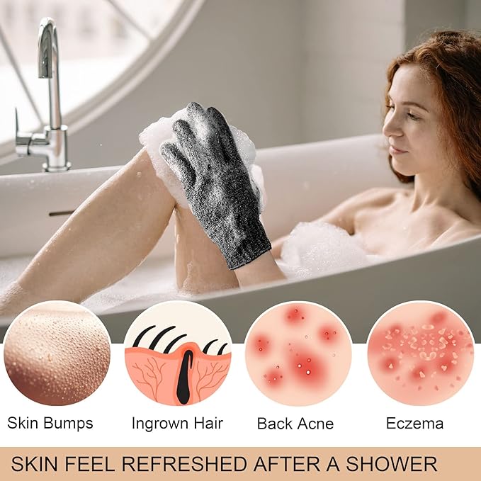 MIG4U Shower Exfoliating Scrub Gloves, Bathing Gloves Body Wash Dead Skin Removal Deep Cleansing Sponge Loofah for Women Men