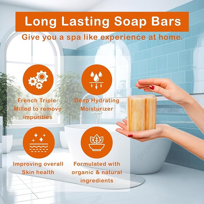 Simple Scents Australia Orange Zest Scented Natural Soap Bars (5 Bars), 3.5oz Moisturizing French Triple Milled Soap Bars Enriched with Shea Butter - Pure Plant Oil Bath & Body