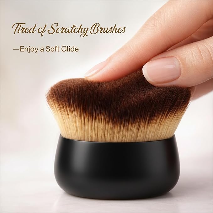 Streak-Free Kabuki Self Tanner Brush, Large Body Makeup Brush,Soft Dense Body Brus h for Self Tanner, Vegan Tanning Brush for Self Tan, Even Coverage, Ideal for Mousse, Lotion & Bronzing Foam, Black