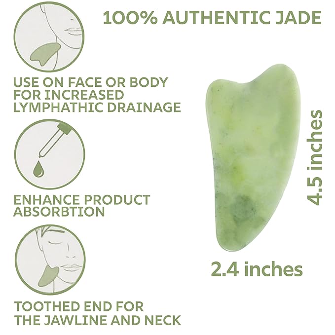 Daily Concepts Gua Sha Jade Facial Tool, Renews Skin By Increasing Blood Flow and Flushing Out Lymphatic Drainage, Stimulating Skin for Radiant Results!