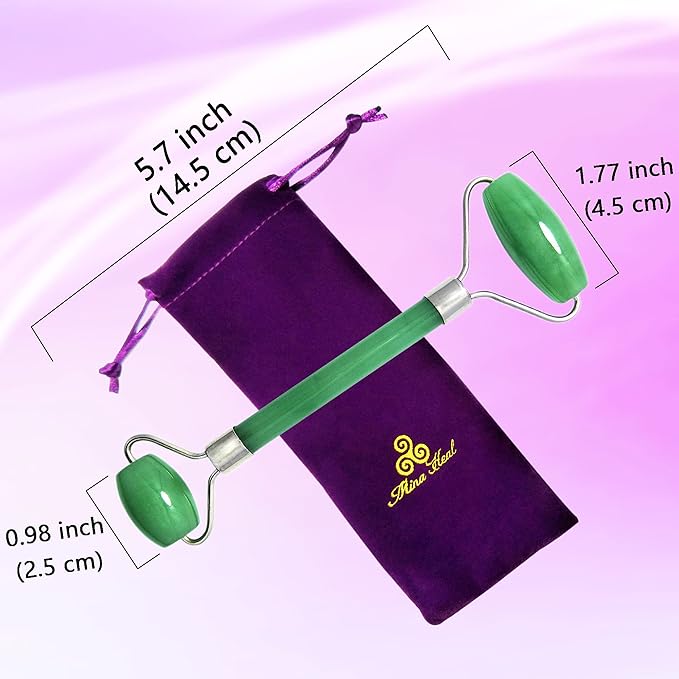 Mina Heal Jade Roller Face Massager - Lymphatic Drainage Massager Face Roller Massage Tool for Facial Lifting & Tightening, Anti-Wrinkles, Anti-Aging & Skin Rejuvenation (Jade Roller)
