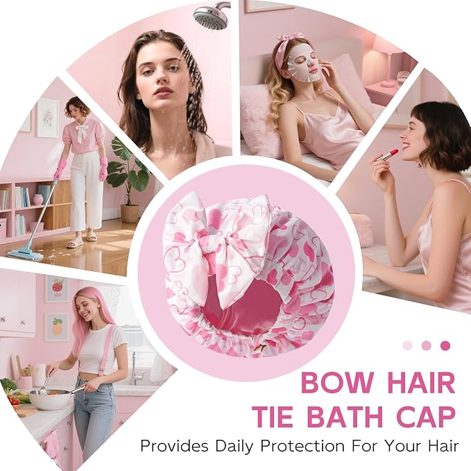Years Calm Extra Large Shower Cap for Long Thick Hair – Waterproof Double Layer Bath Cap with Satin Lining, Secure Elastic Fit for Braids, Curls & Extensions