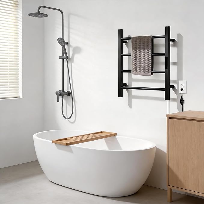 Heated Towel Racks for Bathroom, Hot Towel Warmer 4 Bars with 24hr Timer Stainless Steel Wall Mounted Electric Towel Warmers for Bathroom