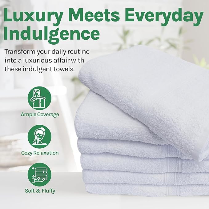 Towels N More 6 Pack 20"X40" Small Light Weight Gym Towels or Can be Used as Kids Bath Towels or Salon Towel, 100% Ring Spun Cotton Loops Sweat Towels Women's Hair Dry Towel