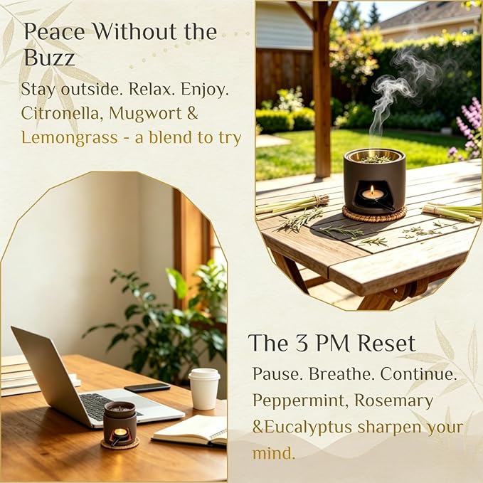 5 in 1 Incense Diffuser & Holder Set, Ceramic Aromatherapy Burner for Incense Sticks and Dried Herbs, Multi-Use Wax Warmer for Bedtime Calm, Yoga, Unique Mother Gift