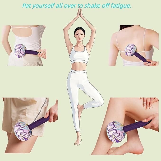 Mugwort Massage Hammer, Massage Tools Back, Shoulder & Body - Handheld Percussion Therapy Tool with US Design Patent. (Sky Blue, deep Purple)