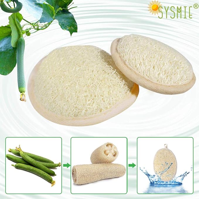 3 Packs Exfoliating Loofah Sponge Pads,Large 5”x 7”-100% Natural Luffa and Terry Cloth Materials,Premium Loofa Sponge Scrubber Body Glove Close Skin for Men and Women,Perfect for Bath Spa and Shower