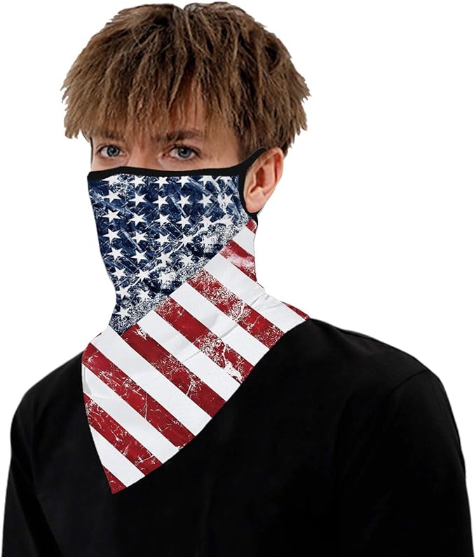 YAYOUREL Neck Gaiter Face Mask Bandanas for Men Women UV Face Scarf Cover Ear Loop Hole Facemask for Fishing Running Cycling