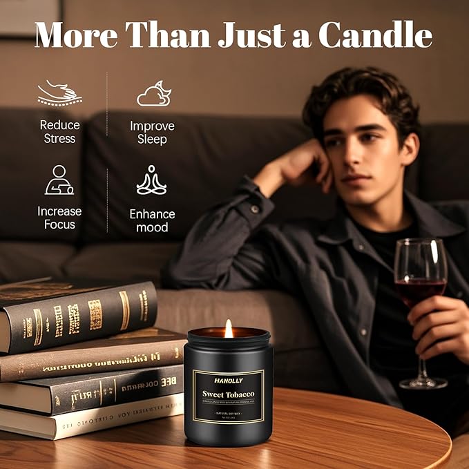 Mens Scented Candle Gift Set, 6 Pack Candles for Men,Gifts for Father, Soy Candles for Home Scented, 42 oz Long Lasting Aromatheraspy Candle, Maculine Manly Jar Candle Kit