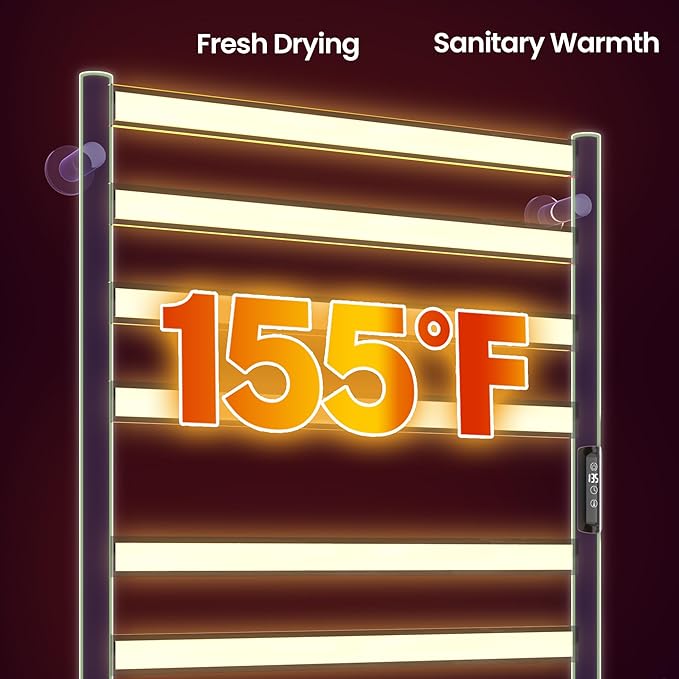 Paraheeter Wall Mounted & Freestanding Heated Towel Rack for Bathrooms. Electric Towel Warmer Rack Heater, Stainless Steel Black.