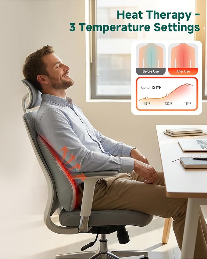 Snailax Shiatsu Back Massager with Heat, 4D Kneading Neck Massager, FSA Eligible, Back Neck Shoulder Massager for Pain Relief Deep Tissue, 3 Speed/3 Modes Portable for Home Office Car Use
