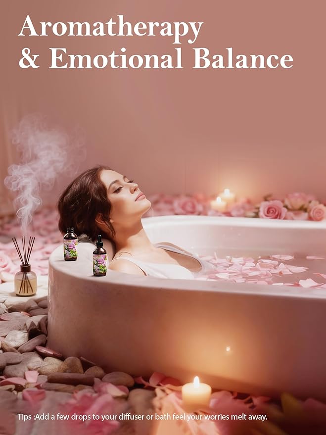 Rose Essential Oil in Premium Gift Box - Essential Oils for Home Diffusers - Perfect Self-Care & Spa Gift for Women 4 Fl Oz Valentines Day Gifts for Her