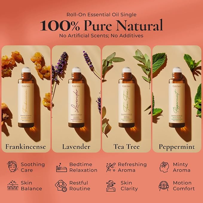 Gya Labs Classic Roll on Essential Oils Set - 0.34 Fl Oz Each - Essential Oil Set Relaxation Womens Gifts for Christmas - Blends for Calm, Aromatherapy Stocking Stuffers, Relaxing Gifts for Women