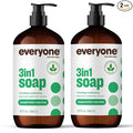 Everyone 3-in-1 Soap, Body Wash, Bubble Bath, Shampoo, 32 Ounce (Pack of 2), Peppermint Tea Tree, made with Essential Oils for Men and Women
