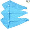 HOPESHINE Women's Soft Shower Hair Towel Twist Hair Turban Wrap Drying Cap Great Gift for Women (Blue 3-Pack)
