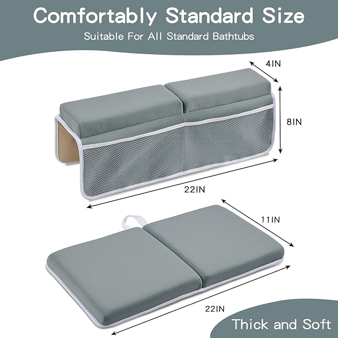 Baby Bath Kneeler and Elbow Rest Pad Set,Bath Kneeling Pad Thick Soft Quick Dry Bathtub Mat for Bathing Time,Baby Essentials Memory Foam with Toys Organizer Gifts for Parents,Dark Grey