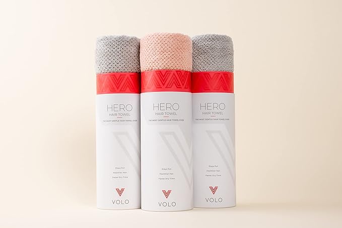 VOLO Super Hero XL Hair Towel | Super Absorbent Quick Dry Nanoweave | Reduces Dry Time by 50% | Large Wrap for All Hair Types (Super Hero Luna Gray - Tube)