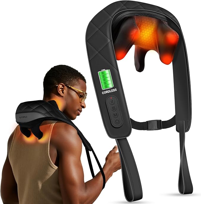 CuPiLo Cordless Neck Massager with Heat, HSA Store FSA 4D Kneading Shoulder Massager for Pain Relief Deep Tissue, Electric Shiatsu Massage for Neck and Shoulder, Mothers Day Gifts for Mom Women