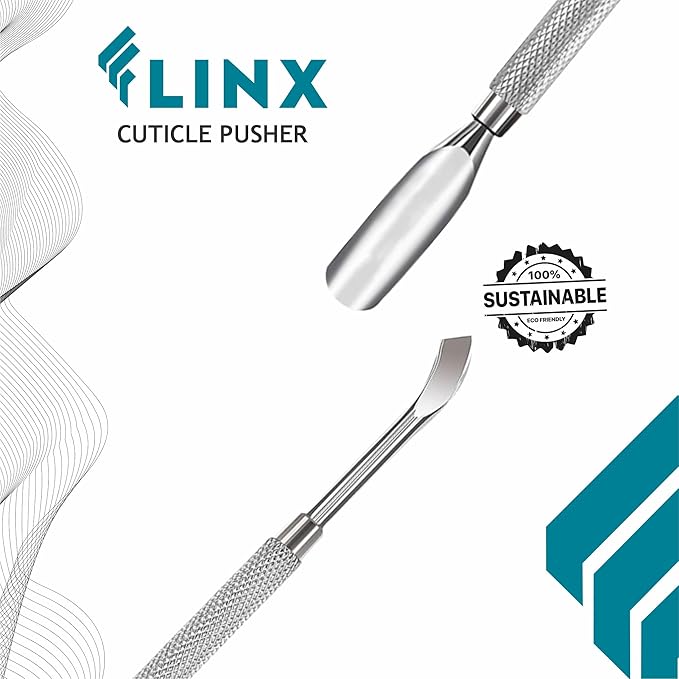 FLINX Nail Cuticle Pushers Tool with Pouch Nail Tools for Manicure & Pedicure Metal Cutіcle Pusher and Scraper Empujador de Cuticula Professional Cutіcle Tools for Nails, Naіl Pusher and Naіl Scraper