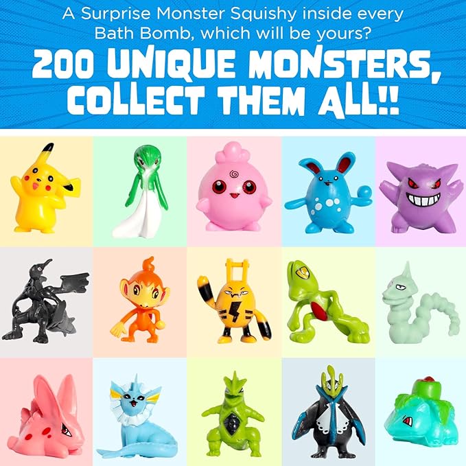 Poke Monster Bath Bomb for Kids with Surprise Toys Inside (1 Pack) - Large Bubble Bath Bombs for Boys & Girls - Skin-Safe, Made in USA, Birthday Gift for Kids by Two Sisters