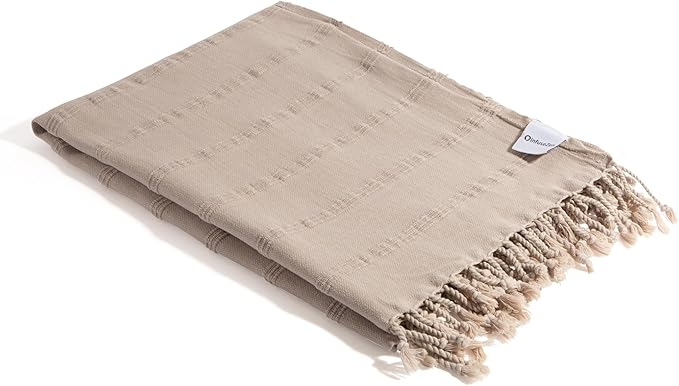 InfuseZen Stonewashed Turkish Bath & Beach Towel –100% Organic Turkish Cotton - Soft, Lightweight, Absorbent - Quick Dry, Sand Free - Swim, Pool, Shower, Travel - Peshtemal, Hammam Spa Towel - Beige