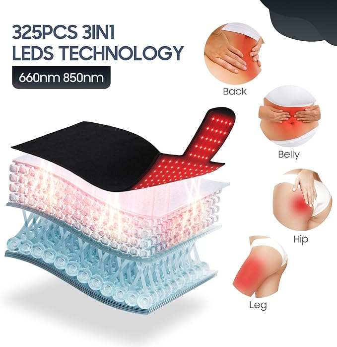 LITDUCK Body Red Light Therapy Mat, Eligible Red Light Therapy Blanket, 2in1 LEDs(660nm& 850nm), Premium Leather, Adjustable Timer & Intensity 36.3"*15.8" (325leds)